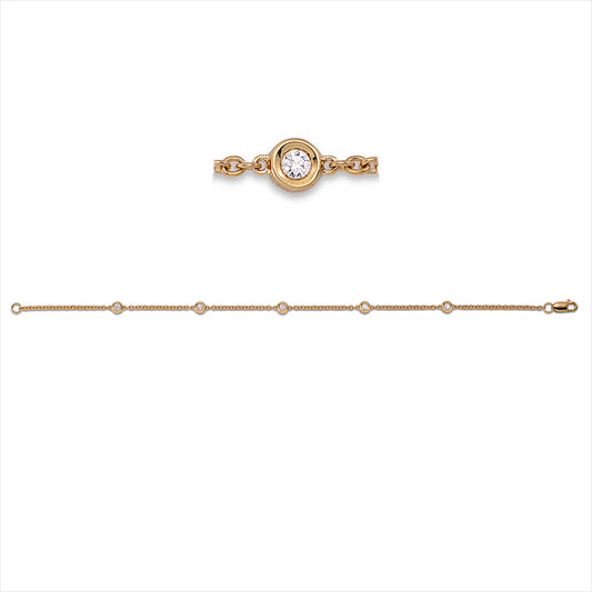 Armband 18 kt GG, 2 Brill. 0,07 ct, TW-si, 3 Brill. 0,09 ct, TW-si