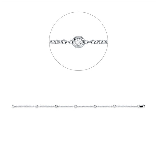 Armband 18 kt WG, 2 Brill. 0,07 ct, TW-si, 3 Brill. 0,09 ct, TW-si
