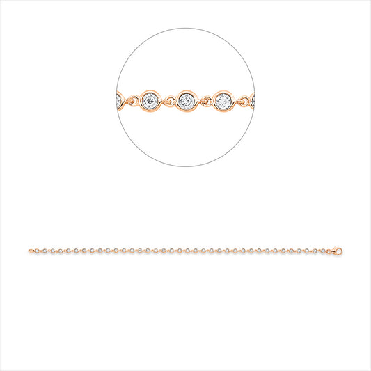 Armband 18 kt RG, 37 Brill. 0,29 ct, TW-si