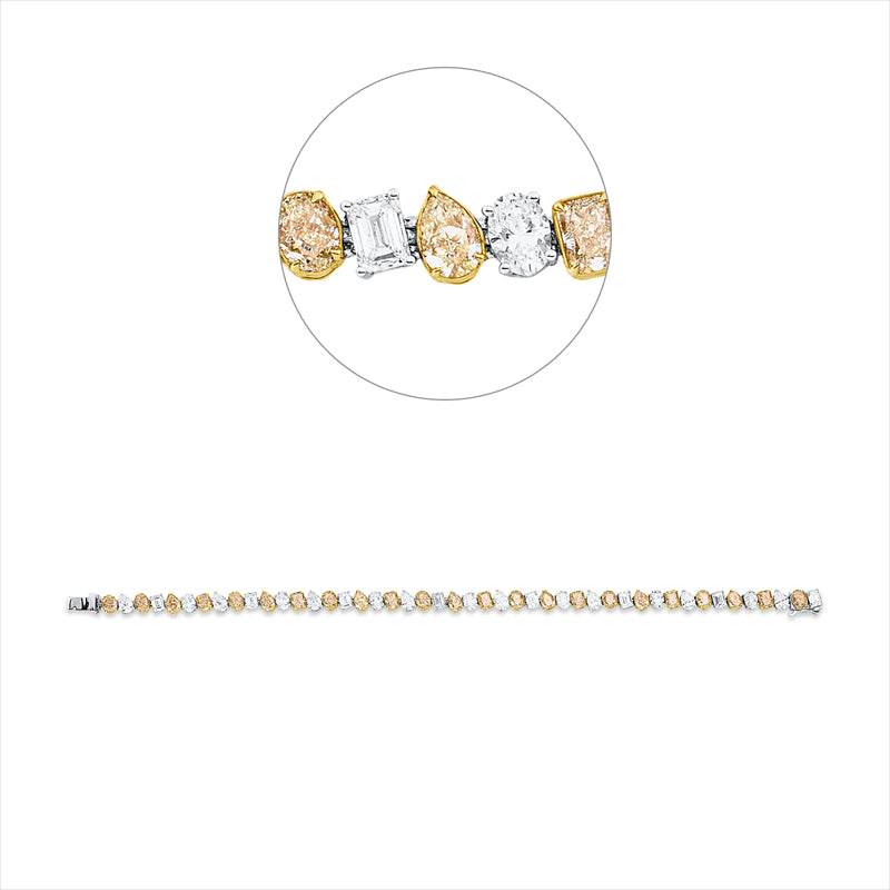 Armband 18 kt WG+GG, 23  Fant-Schl.5,71 ct, TW-si, 23 Fant-Schl. 6,05 ct, gelb