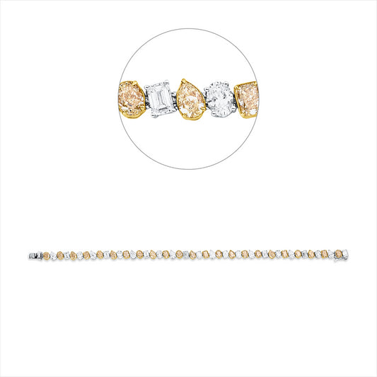 Armband 18 kt WG+GG, 23  Fant-Schl.5,71 ct, TW-si, 23 Fant-Schl. 6,05 ct, gelb