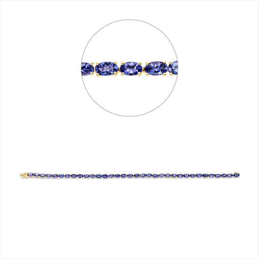 Armband 14 kt GG, 34 Tansanit 8,26 ct blau