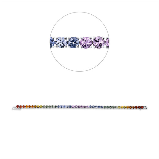 Armband 14 kt WG, 44 Saphire 9,10 ct fancy