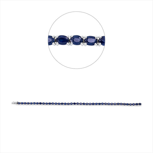 Armband 14 kt WG, 40 Saphire 9,16 ct blau