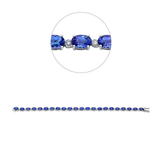 Armband 14 kt WG, 22 Brill. 0,49 ct, TW-si, 22 Tansanit 10,71 ct blau