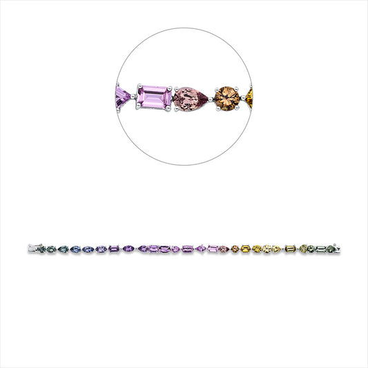 Armband 18 kt WG, 26 Farbsteine 10,60 ct multicolor