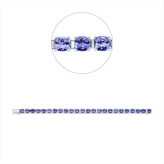 Armband 14 kt WG, 24 Bag. 0,70 ct, TW-si, 24 Tansanit 19,04 ct blau