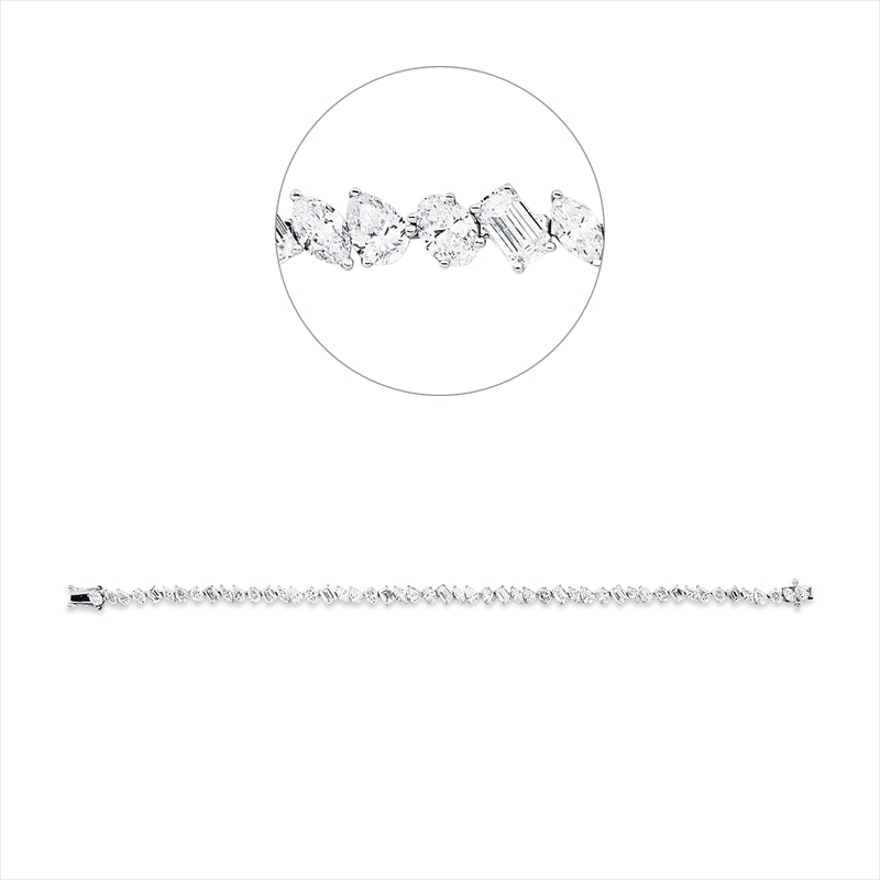 Armband 18 kt WG, 50 Fant-Schl 6,88 ct,  TW-si
