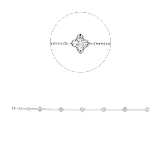 Armband 18 kt WG, mit ZÖ 15,5 cm + 16,5 cm, 25 Brill. 0,60 ct, TW-si