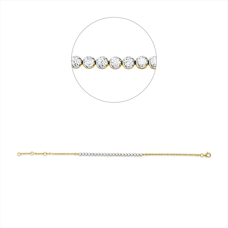 Armband 18 kt GG+WG, 21 Brill. 2,21 ct, TW-si