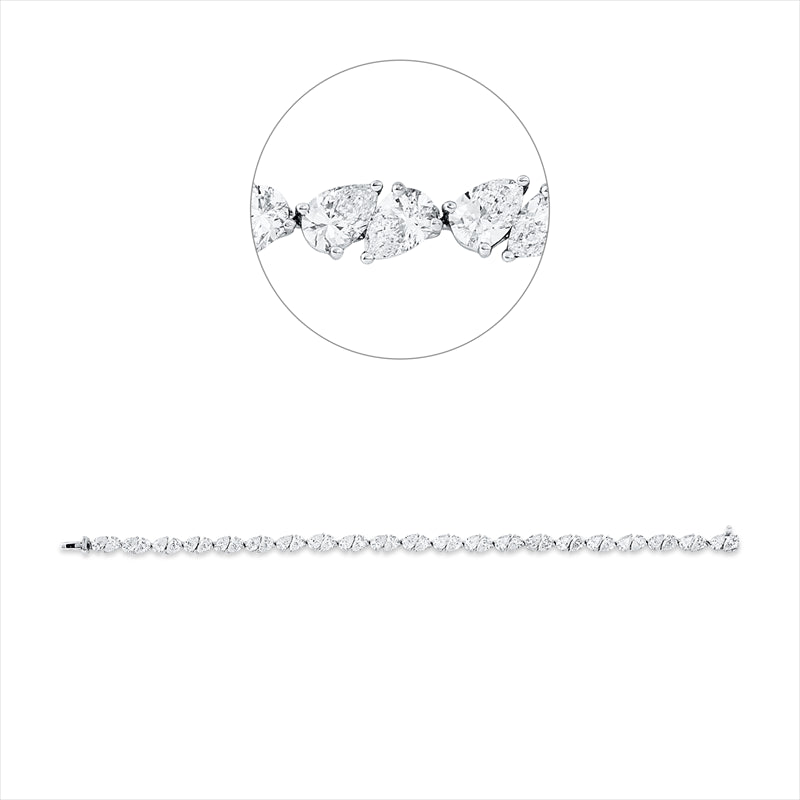 Armband 18 kt WG, 42 Tropfen 10,12 ct, D/TW-vsi/si