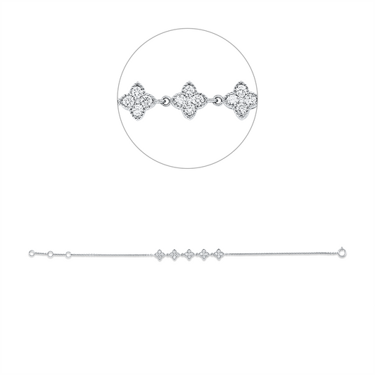 Armband 18 kt WG, mit ZÖ 15,5 cm + 16,5 cm, 25 Brill. 0,61 ct, W-si