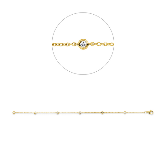 Armband 18 kt GG, 5 Brill. 0,14 ct, TW-vsi/si