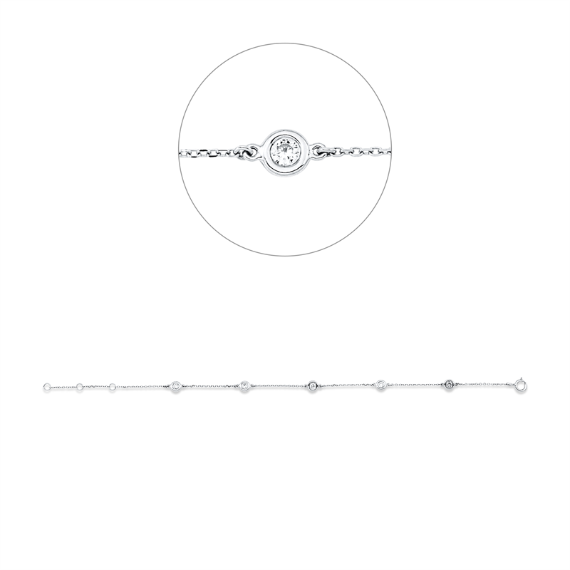 Armband 18 kt WG, 5 Brill. 0,22 ct, W-si