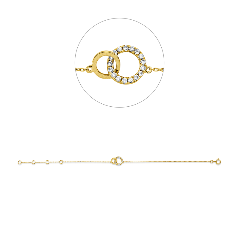 Armband 18 kt GG, 17 Brill. 0,10 ct, W-si