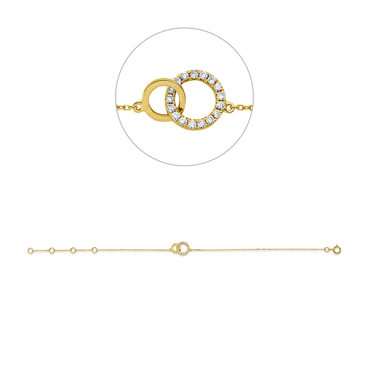 Armband 18 kt GG, mit ZÖ 14+15,5+16,5 cm, 17 Brill. 0,10 ct, W-si