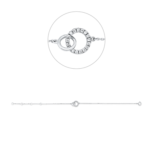 Armband 18 kt WG, mit ZÖ 14+15,5+16,5cm, 17 Brill. 0,09 ct, W-si