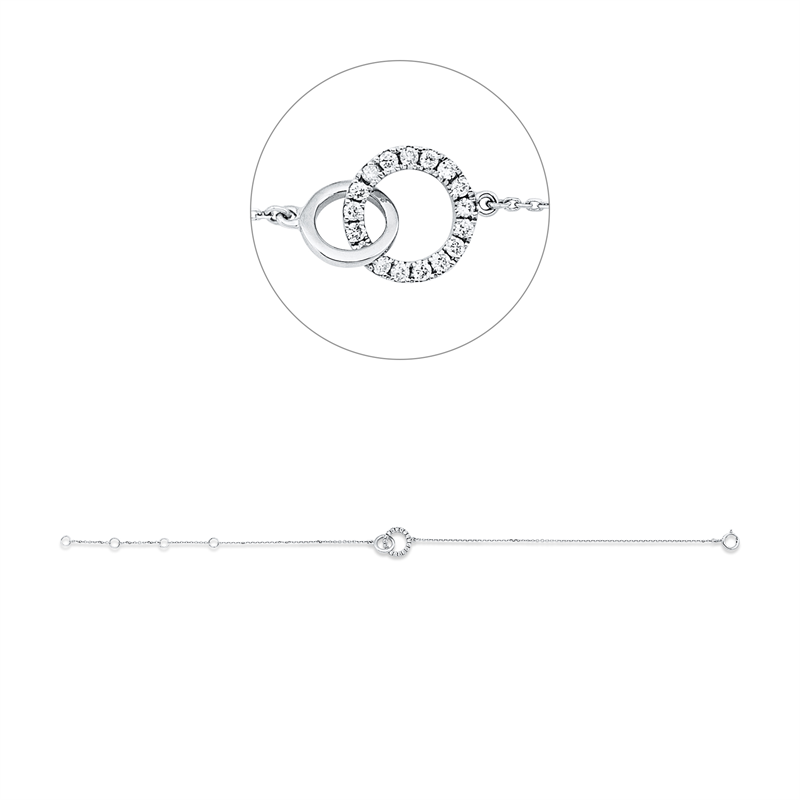 Armband 18 kt WG, 17 Brill. 0,10 ct, W-si