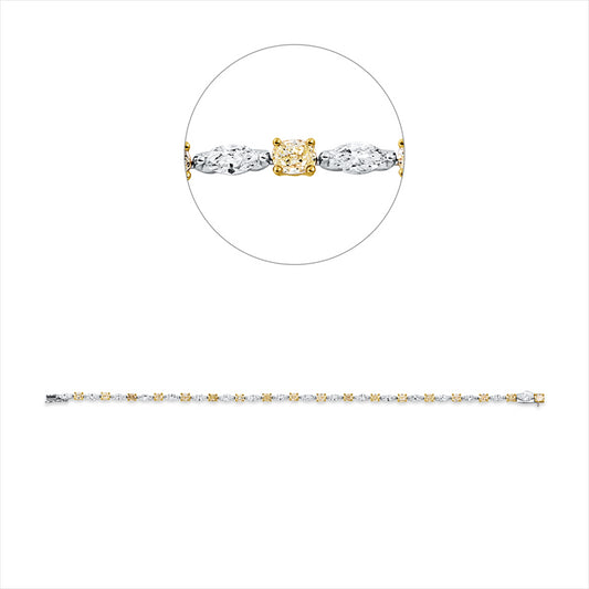 Armband 18 kt WG+GG, 18 Nav. 1,79 ct, TW-si, 18 Oval 2,67 ct, gelb