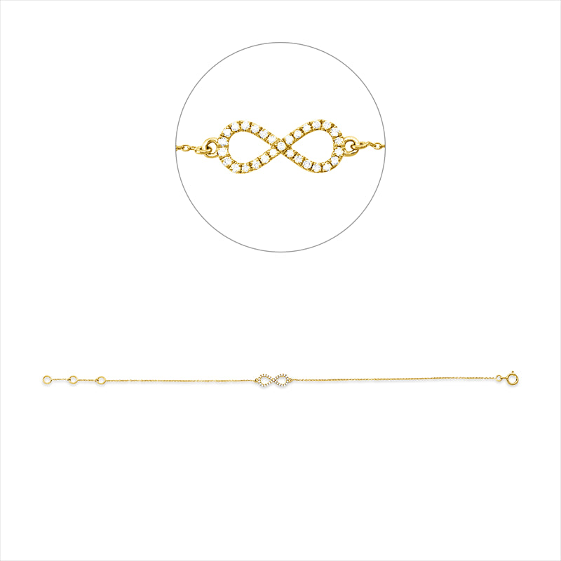 Armband 18 kt GG, mit ZÖ 16 cm + 17 cm, 29 Brill. 0,08 ct, TW-si