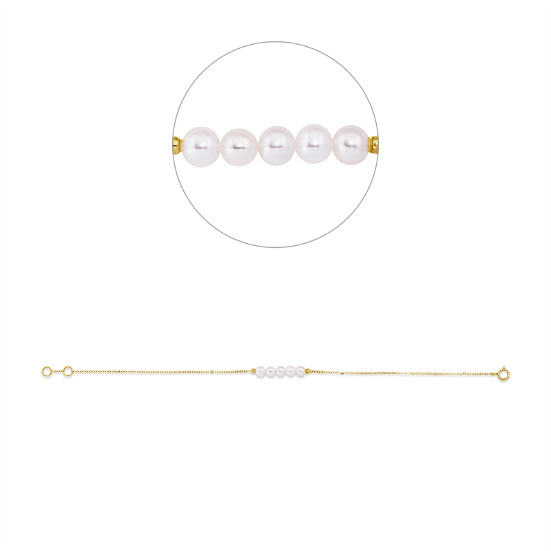 Armband 18 kt GG, mit ZÖ 18 cm, 5 ZP weiß 4 mm