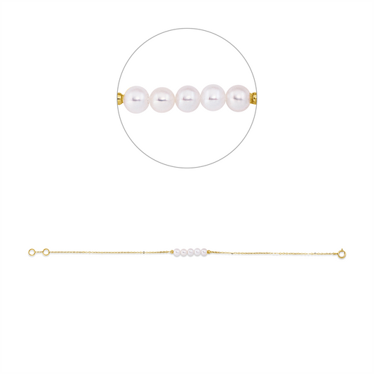 Armband 18 kt GG, mit ZÖ 18 cm, 5 ZP weiß 4 mm
