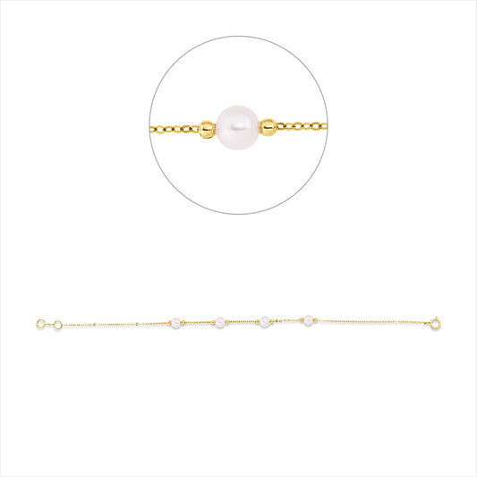 Armband 18 kt GG, mit ZÖ 18 cm, 4 ZP weiß 4,5 mm