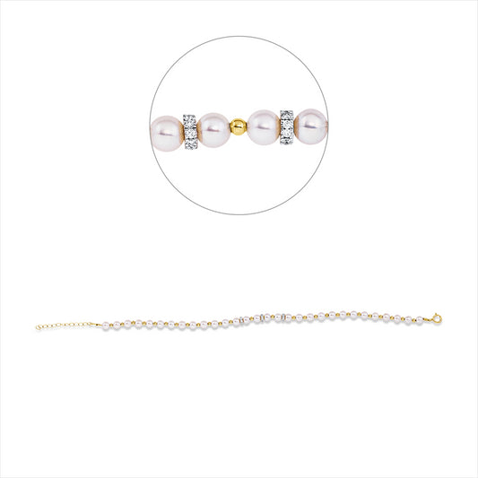 Armband 18 kt GG+WG, mit ZÖ 18,5 cm, 30 Brill. 0,18 ct, TW-si, 30 ZP weiß 4 mm