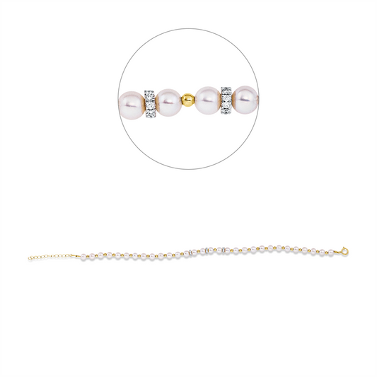 Armband 18 kt GG+WG, Fassung rhodiniert, mit ZÖ 18,, 30 Brill. 0,18 ct, TW-si, 30 ZP weiß 4 mm