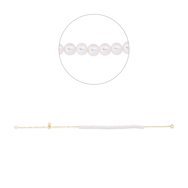 Armband 18 kt GG, mit ZÖ 18 cm, 27 ZP weiß 3,5 mm