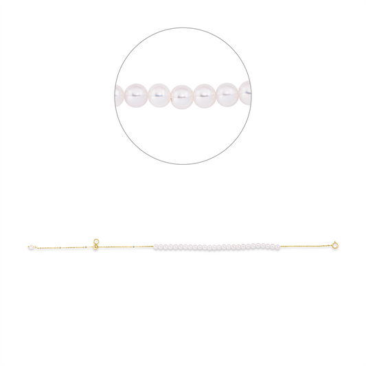 Armband 18 kt GG, mit ZÖ 18 cm, 27 ZP weiß 3,5 mm