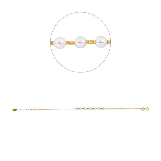 Armband 18 kt GG, mit ZÖ 16 cm, 7 SW weiß 3,5 mm, L:18,5 cm