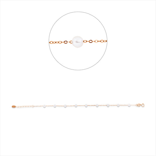 Armband 18 kt RG, mit ZÖ 16 cm, 9 SW weiß 3,5 mm, L:18,5 cm