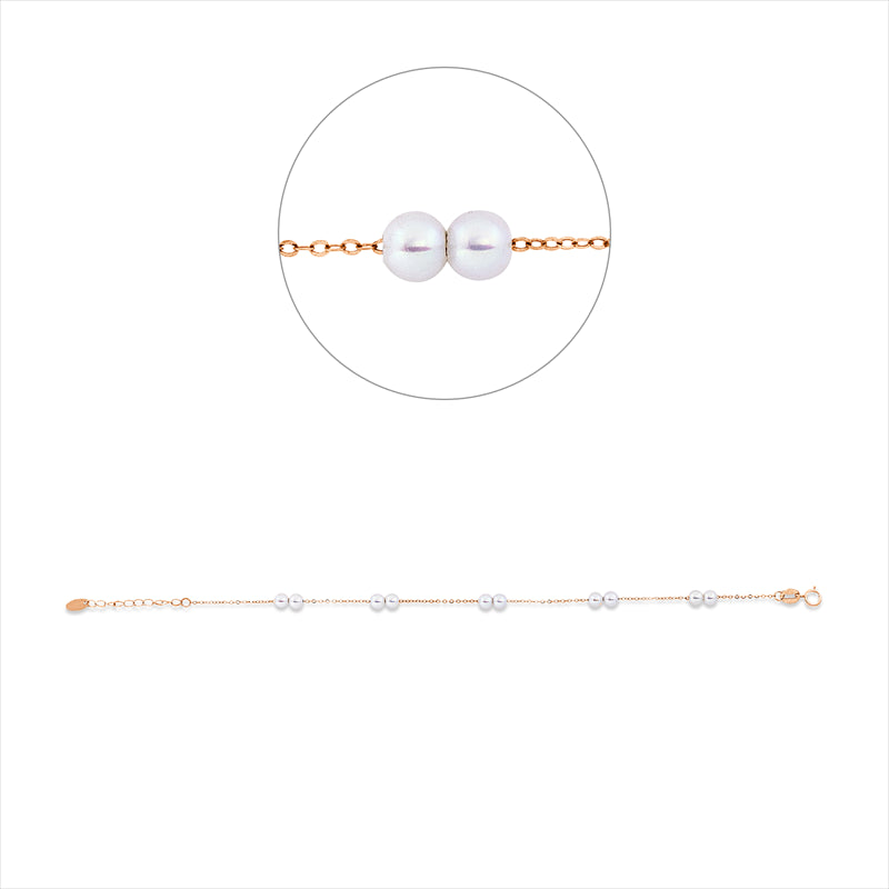 Armband 18 kt RG, mit ZÖ 16 cm, 10 SW weiß 3,5 mm, L:18,5 cm