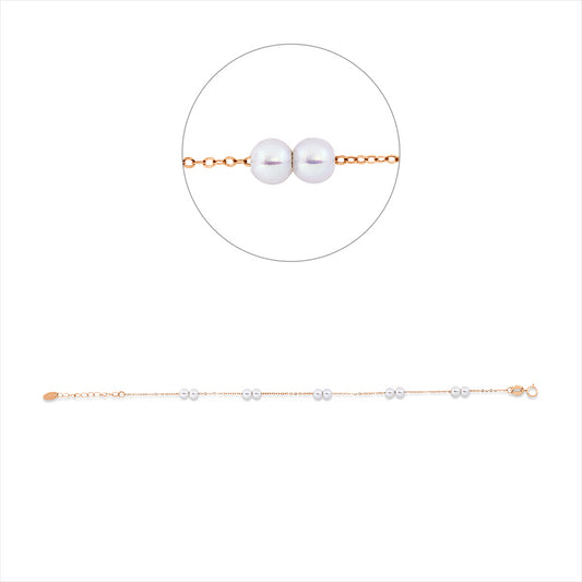 Armband 18 kt RG, mit ZÖ 16 cm, 10 SW weiß 3,5 mm, L:18,5 cm