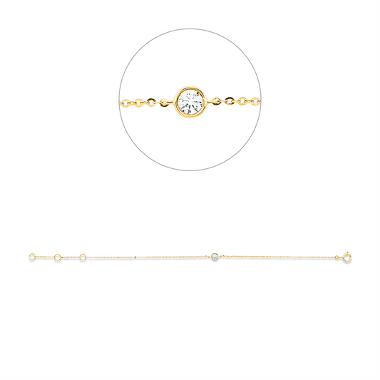 Armband 18 kt GG, 1 Brill. 0,10 ct, TW-pi