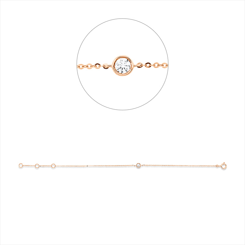 Armband 18 kt RG, mit ZÖ 14 cm + 15 cm, 1 Brill. 0,10 ct, TW-si