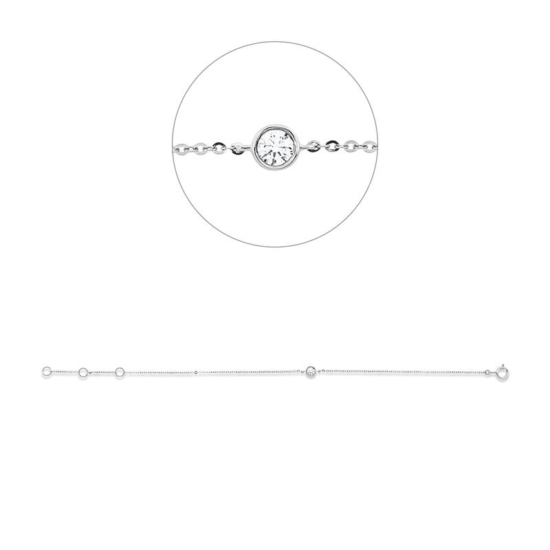Armband 18 kt WG, mit ZÖ 14 cm + 15 cm, 1 Brill. 0,10 ct, TW-si