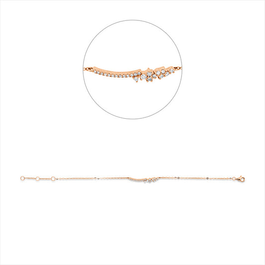 Armband 18 kt RG, mit ZÖ 15 cm + 16,5 cm, 23 Brill. 0,18 ct, TW-si