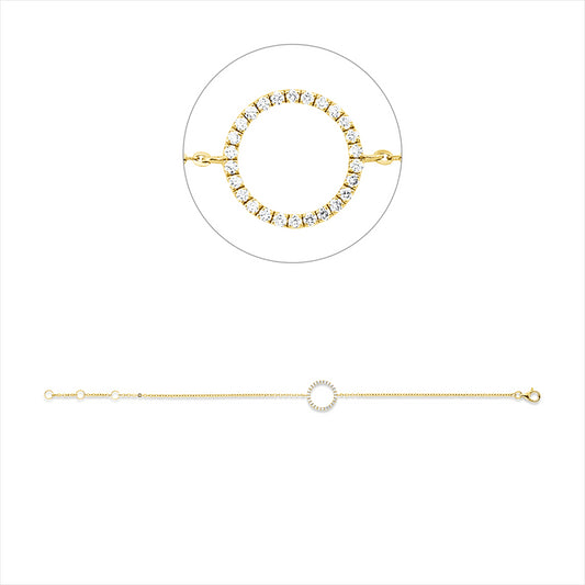 Armband 18 kt GG, mit ZÖ 15 cm + 16,5 cm, 26 Brill. 0,14 ct, TW-si