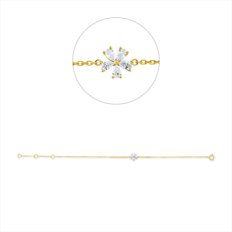 Armband 18 kt GG, mit ZÖ 15 cm + 16,5 cm, 5 Tropfen 0,18 ct, TW-vsi