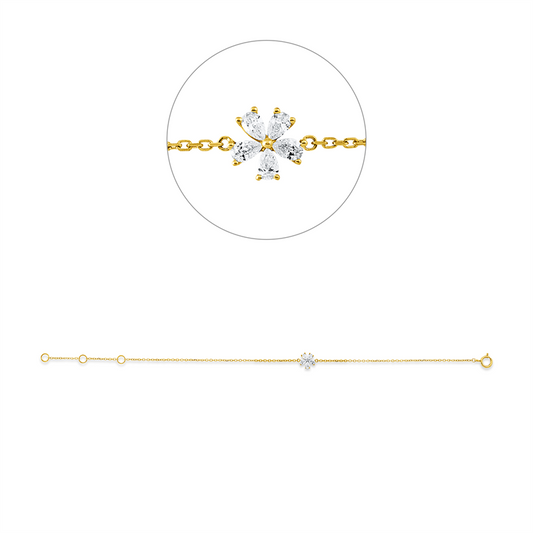 Armband 18 kt GG, mit ZÖ 15 cm + 16,5 cm, 5 Tropfen 0,18 ct, TW-vsi