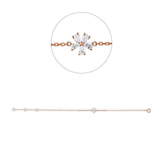 Armband 18 kt RG, mit ZÖ 15 cm + 16,5 cm, 5 Tropfen 0,18 ct, TW-vsi