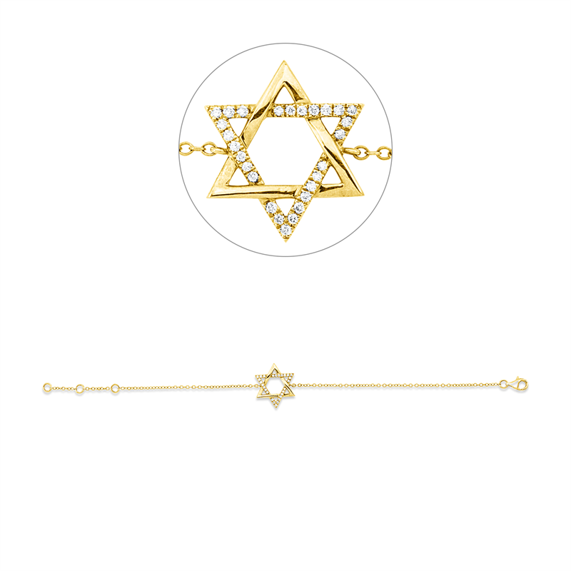 Armband 14 kt GG, mit ZÖ 15 cm + 16.25 cm, 27 Brill. 0,12 ct, W-si/pi