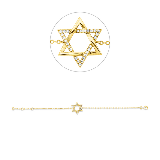 Armband 14 kt GG, mit ZÖ 15 cm + 16.25 cm, 27 Brill. 0,12 ct, W-si/pi
