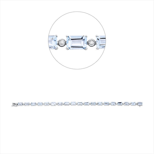 Armband 18 kt WG, 19 Brill. 0,21 ct, TW-si, 19 Aquamarin 9,40 ct blau