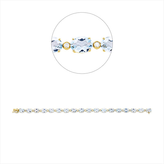 Armband 18 kt GG, 18 Brill. 0,29 ct, TW-si, 18 Topase 14,50 ct sky blue