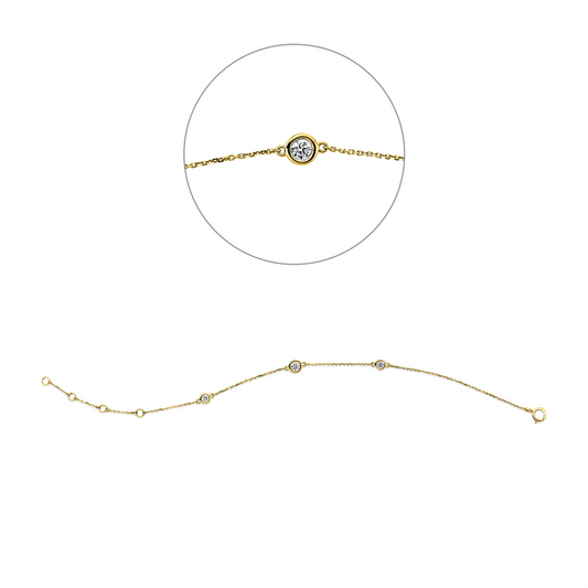 Armband 18 kt GG, mit ZÖ 14,5+15,5+17 cm, 3 Brill. 0,21 ct, TW-si
