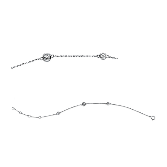 Armband 18 kt WG, mit ZÖ 14,5+15,5+17 cm, 3 Brill. 0,21 ct, TW-si