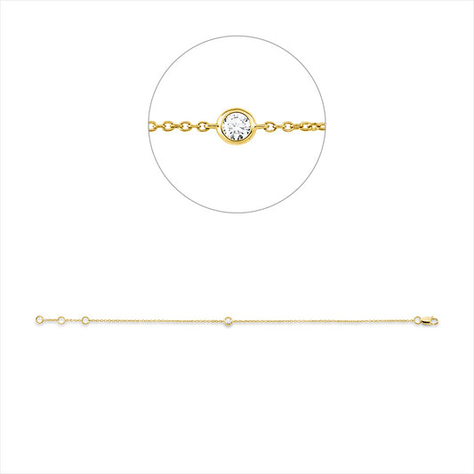 Armband 18 kt GG, mit ZÖ 16 cm, 17 cm, 1 Brill. 0,08 ct, TW-si